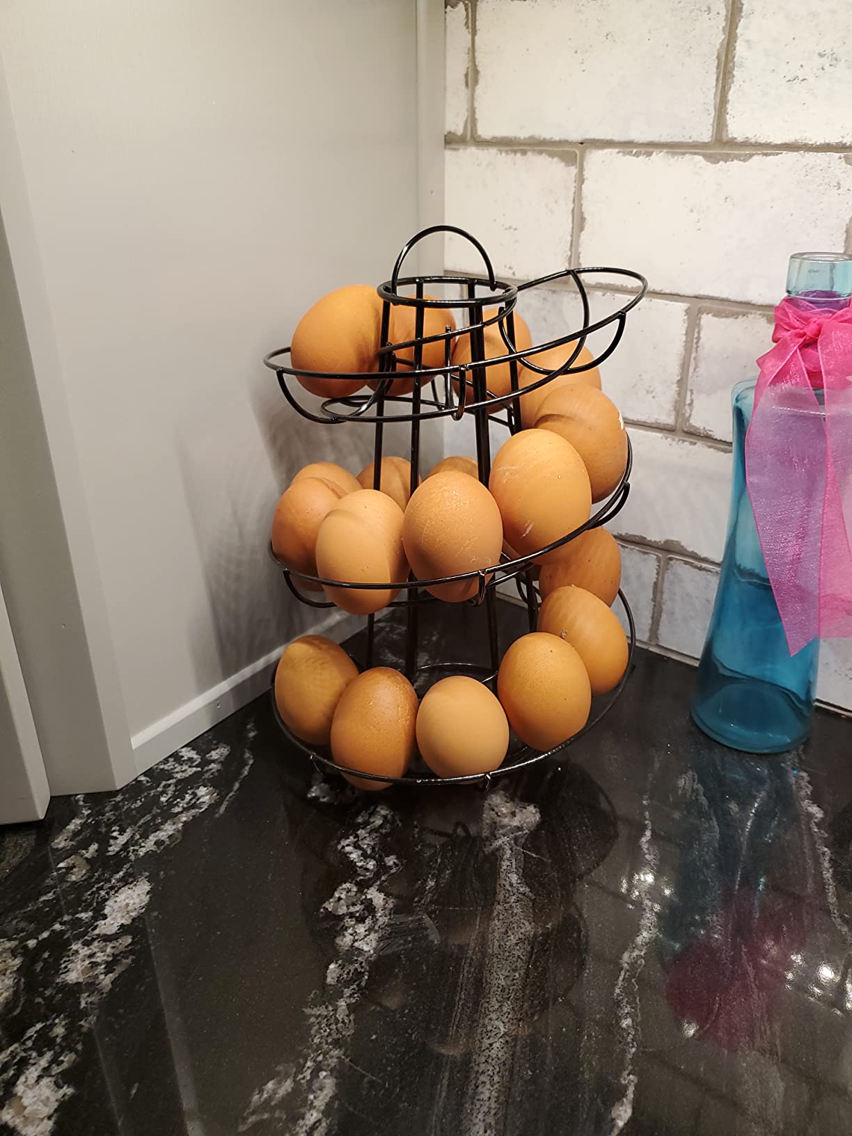 Egg Skelter Deluxe – Modern Spiraling Dispenser Rack, Brown, Stylish Kitchen Storage for Eggs customer photo 2
