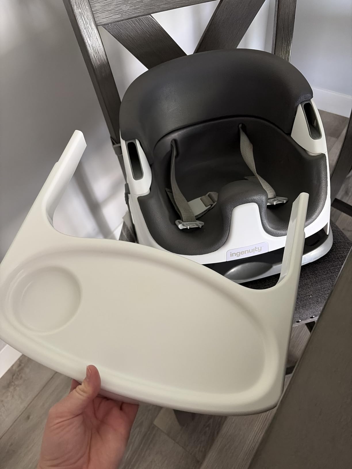 Ingenuity Baby Base 2-in-1 Booster Feeding and Floor Seat with Self-Storing Tray - Slate customer photo 1
