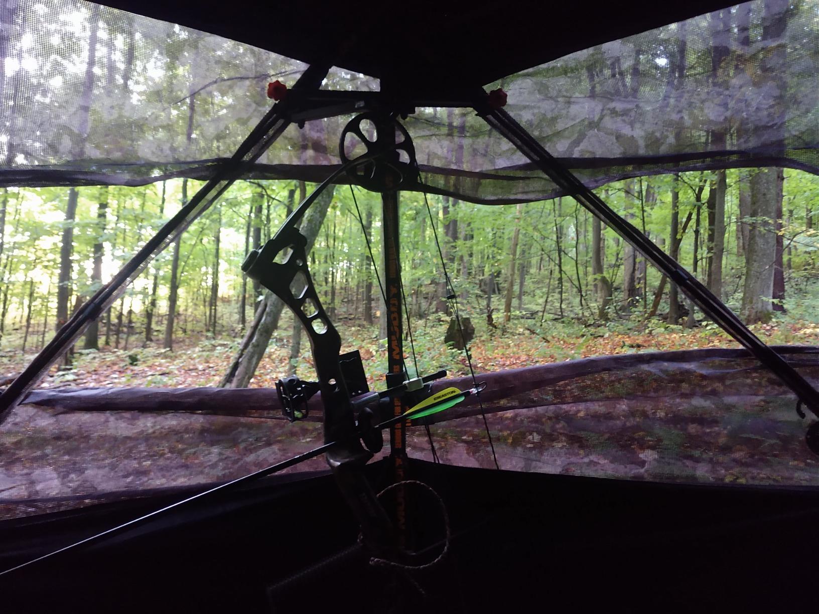 Muddy Infinity Camo Shadow Mesh Windows Black Backed Water Resistant Heavy-Duty 600 Denier Fabric Ground Blind, 2-Person customer photo 1