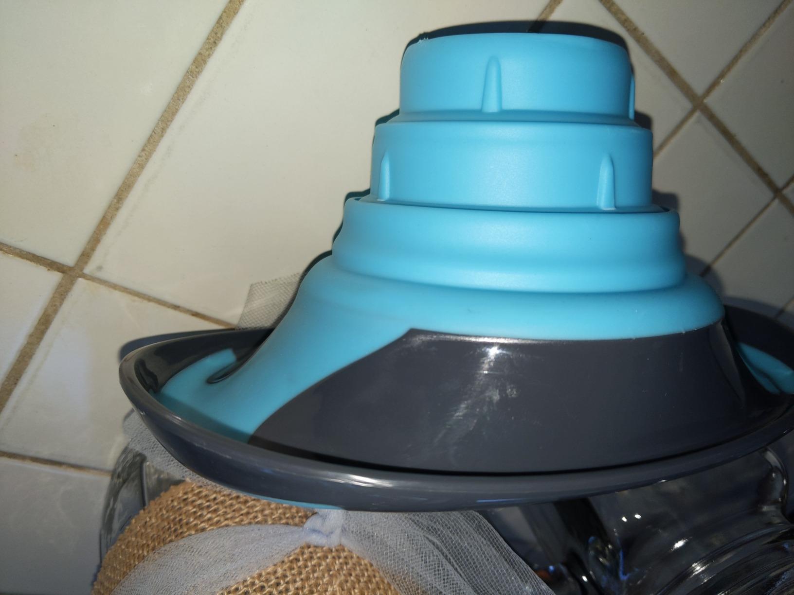 Kitchen Canning Funnel – Collapsible Silicone Food Funnel for Wide Mouth and Regular Mason Jars – Flexible Use for Coffee, Liquid, Jam, Cooking, Baking, Crafts - Teal/Gray customer photo 2