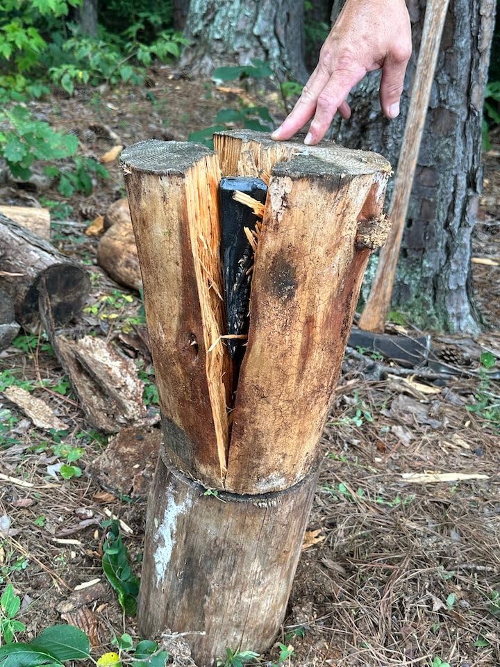 Edward Tools Diamond Wood Splitting Wedge - 4 LB Steel 4 Way Log Splitter - Torpedo/Grenade Wedge Design Splits Firewood into 4 Pieces - Less Effort Manual Maul Log Splitting customer photo 1