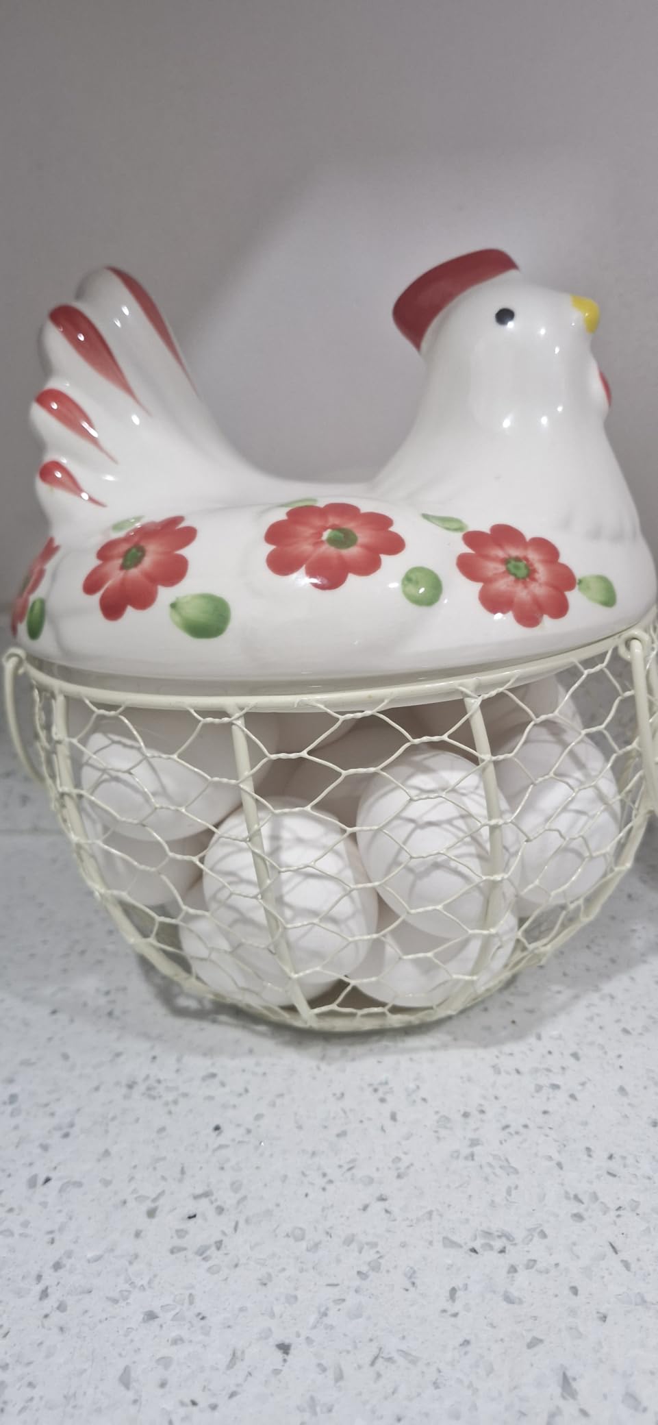 Chicken Design Ceramic Egg Storage Basket Iron Basket Holds 20-25 Eggs, Egg Holder, Organizer Case, Container Egg Basket Holder customer photo 1