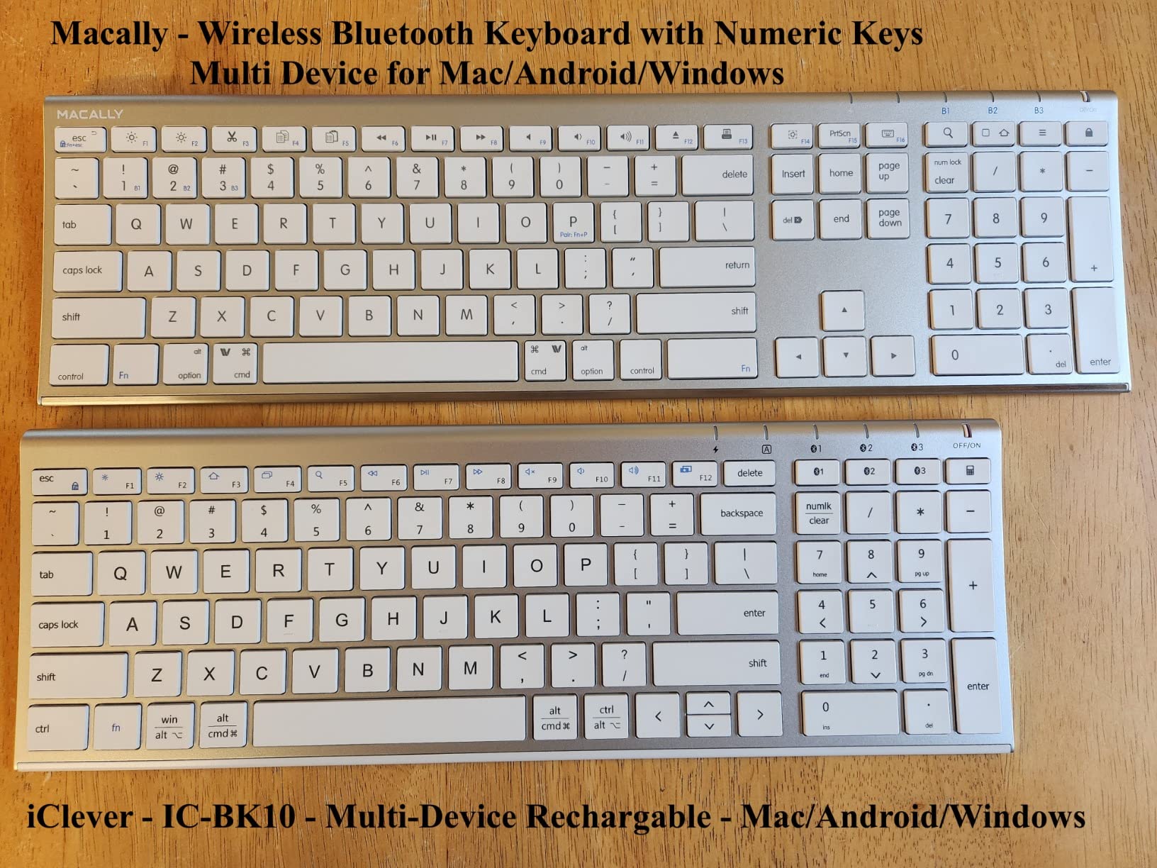 Macally Wireless Bluetooth Keyboard for Mac - Compatible Apple Keyboard or MacBook Pro/Air, iMac - Multi-Device, Up to 3 Devices with 110 Keys, 20 Shortcuts, Numeric Keypad, and Rechargeable customer photo 2