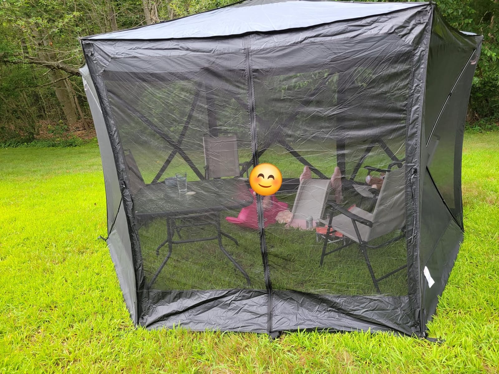 EVER ADVANCED Pop Up Gazebo Screen House Tent for Camping 11.5 ft for 8-10 Person Instant Canopy Shelter with Netting Portable for Outdoor, Backyard, Black customer photo 2