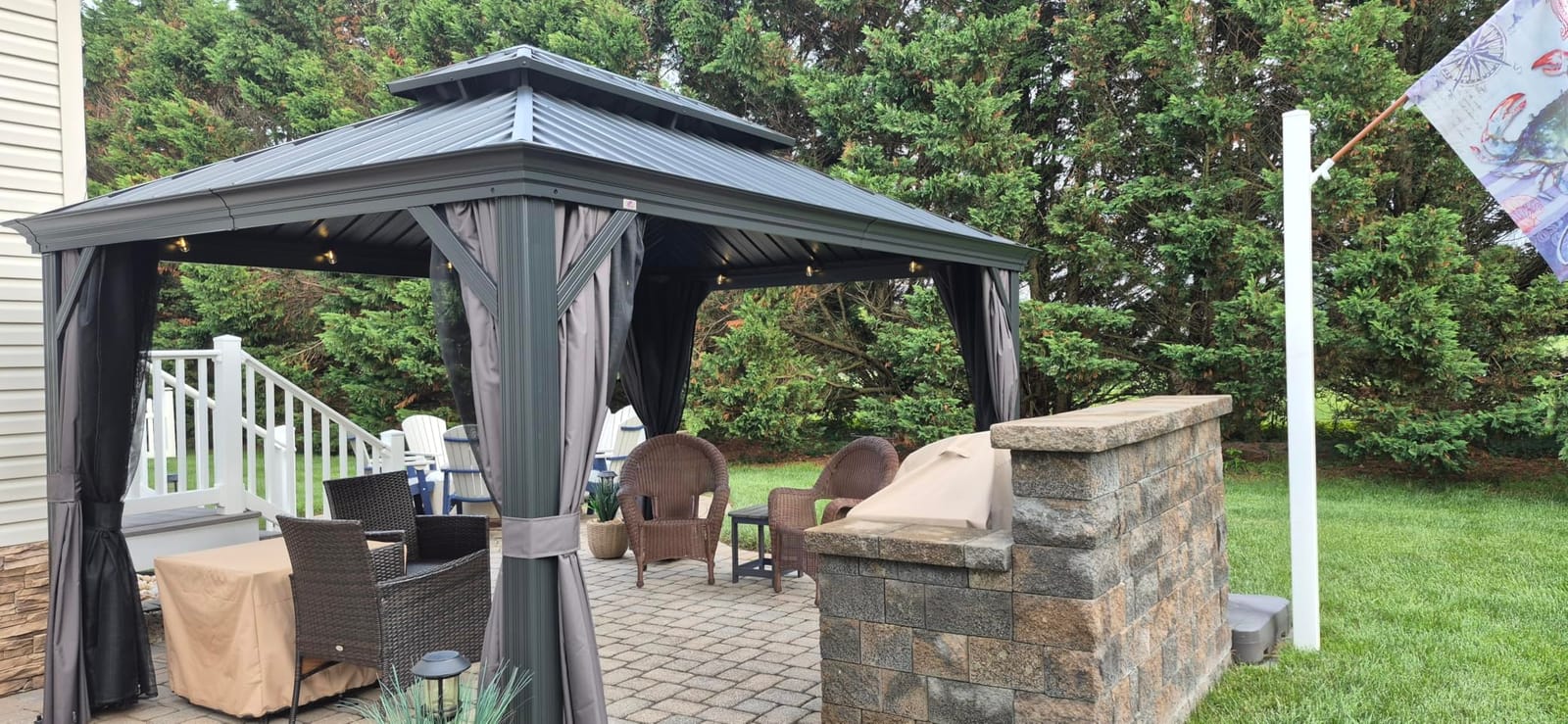 PURPLE LEAF Patio Gazebo 12' X 20' Built-in Drainage System, Gray customer photo 2