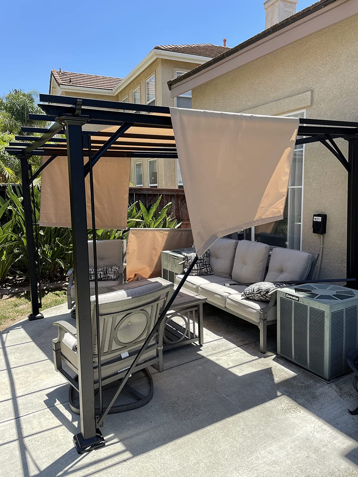 Outsunny 12' x 10' Outdoor Retractable Pergola Canopy with Sun Shade Beige customer photo 1