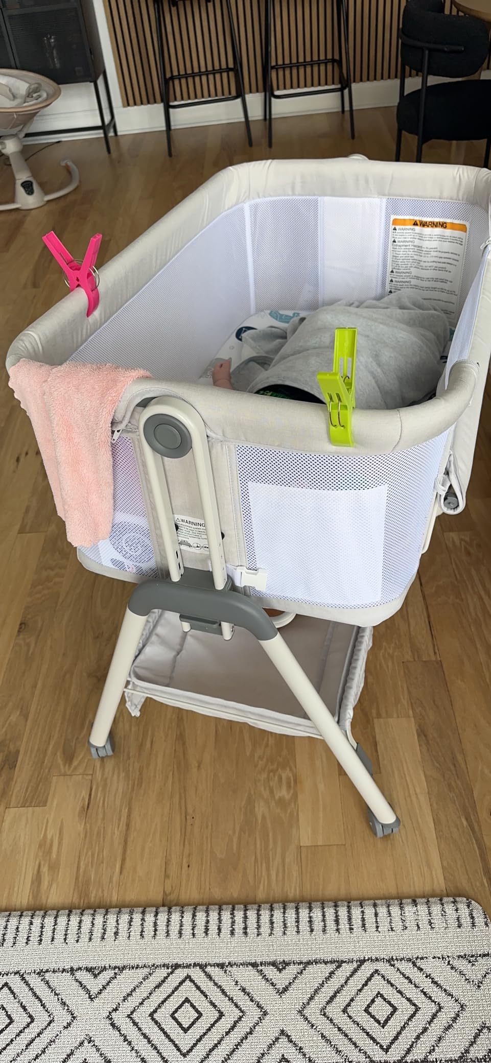 ANGELBLISS Baby Bassinet Bedside Sleeper with Wheels, 6 Heights (Beige) customer photo 2