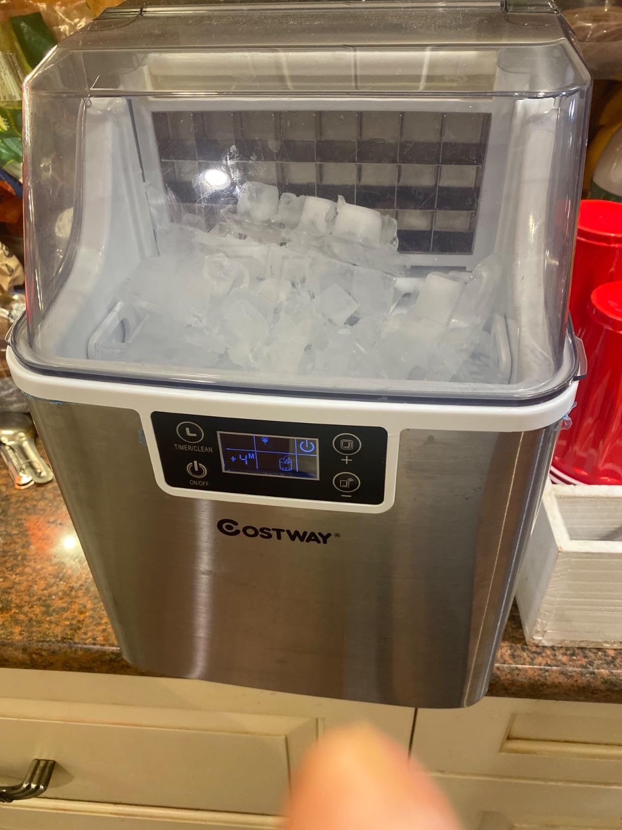 COSTWAY Countertop Ice Maker, 40LBS/24H Portable Compact Ice Machine with Top Inlet Hole, Auto Self-Cleaning Function, 24 pcs Ice Cube in 15 Mins, Ice Scoop and Basket Perfect for Home, Party, Office customer photo 2