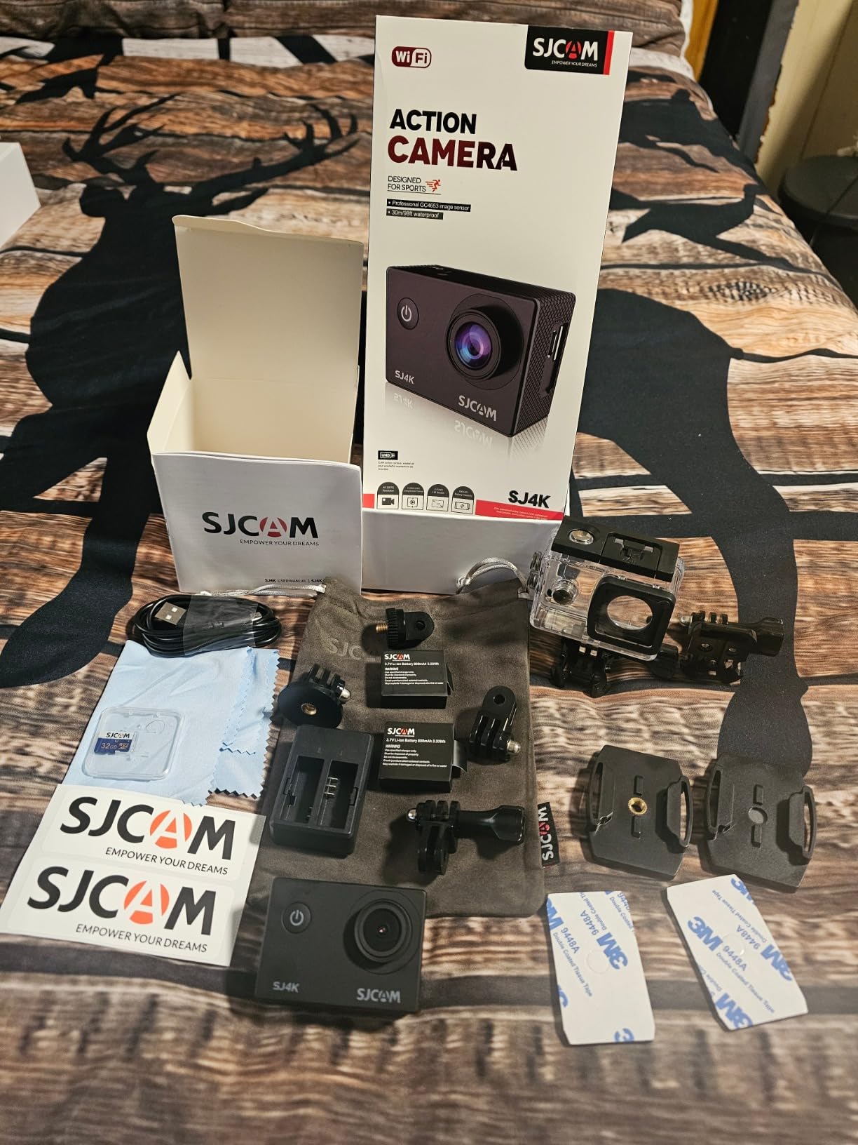 SJCAM SJ4000 Pro-Grade 4K Action Camera, 40MP 3-Axis EIS Stabilization Motorcycle Sport Camera, 170°FOV Waterproof Camera Underwater, 5X Zoom, Dual Batteries, 32G SD Card and Helmet Accessory Kit customer photo 1