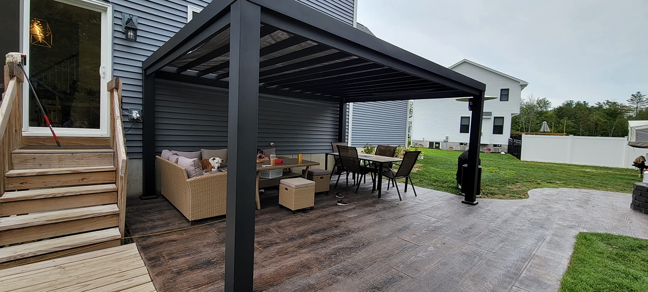 Backyard Discovery Windham 14' x 12' Modern Galvanized Steel Pergola Kit with Shade Sail Canopy, All-Season Durability, PowerPort, High-Wind Rating for Outdoor Patio, Garden, Deck, Entertaining customer photo 2