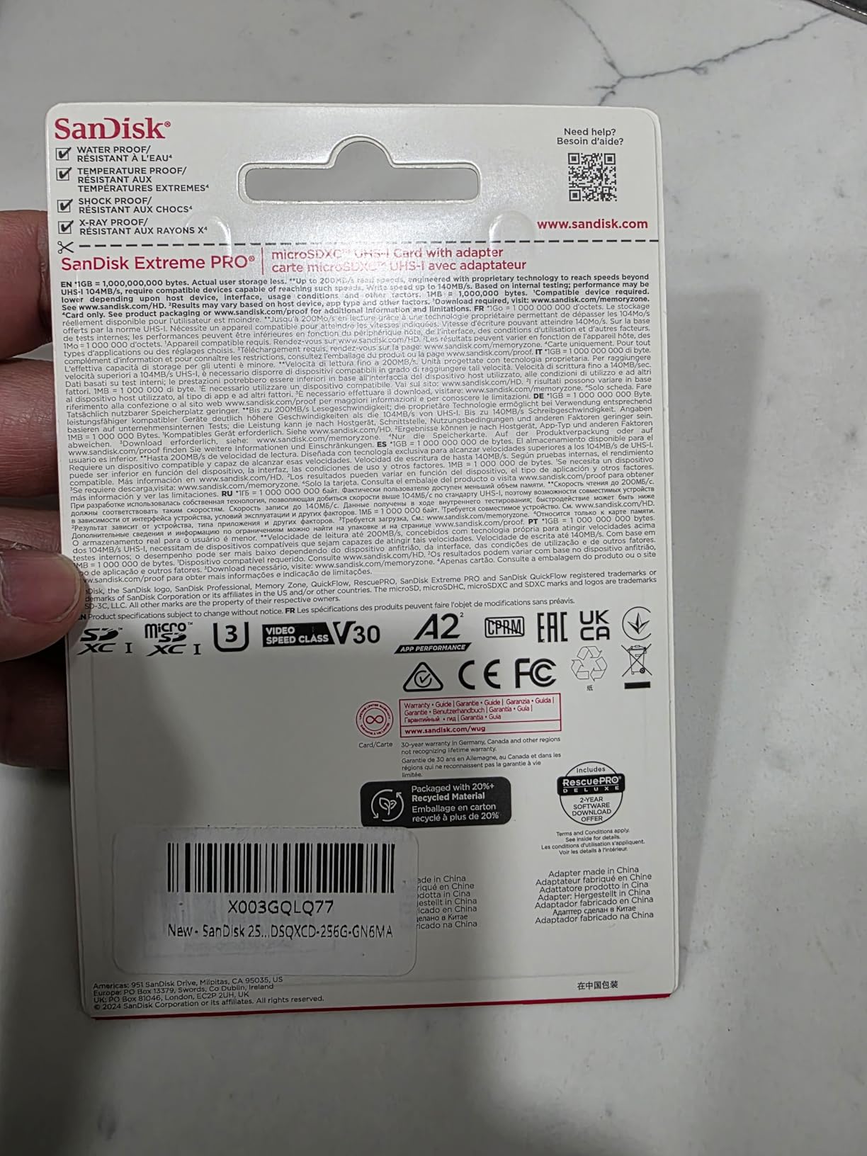 SanDisk Extreme PRO 256 GB Class 3/UHS-I (U3) V30 microSDXC customer photo 1