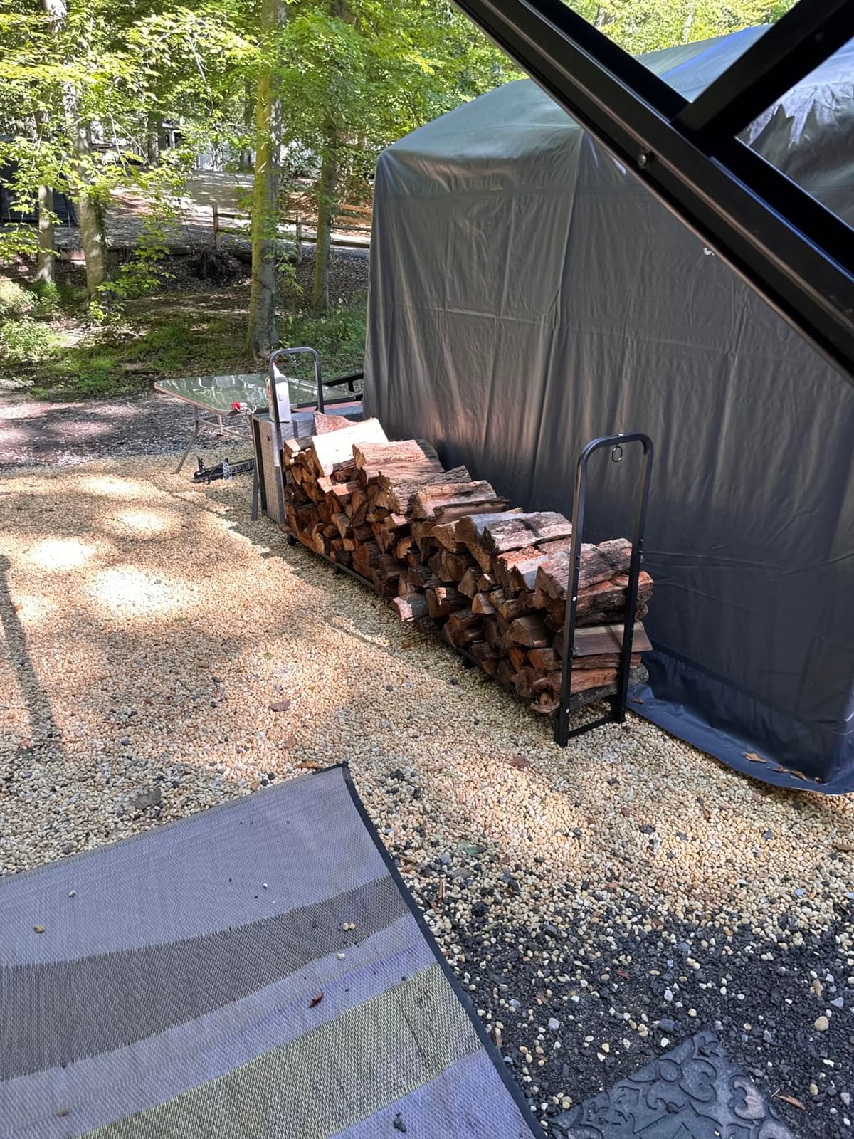 Mr IRONSTONE 4ft Firewood Rack Outdoor Indoor, Upgraded Heavy Duty Adjustable Fire Wood Rack Holds Up to 2600lbs, Fireplace Log Holder Wood Storage for Porch Patio, Easy Assembly customer photo 2