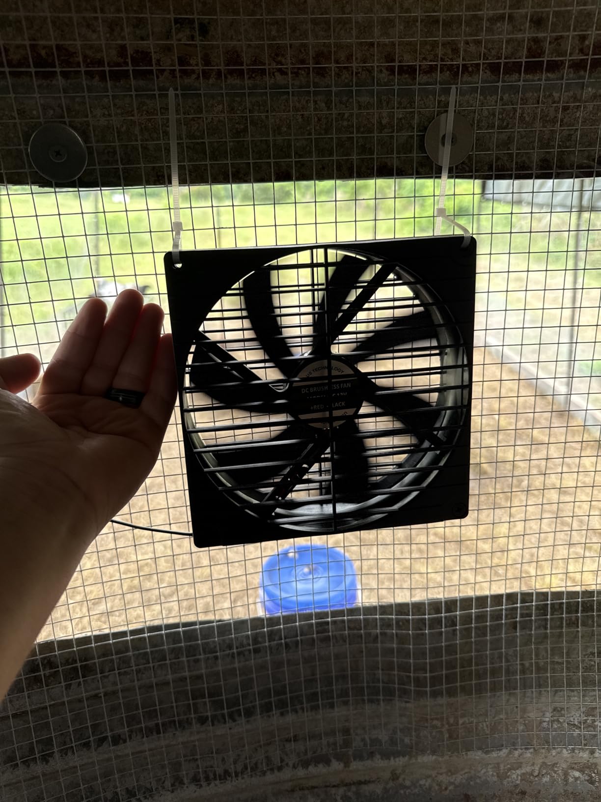 Solar Powered Fan, Solar Fan for Shed, Chicken Coop, Greenhouse, Outside with Two IPX7 Waterproof 5In Fans 13Ft On/Off Switch Cable Exhaust Intake Mounting Way and Installation Kits customer photo 1