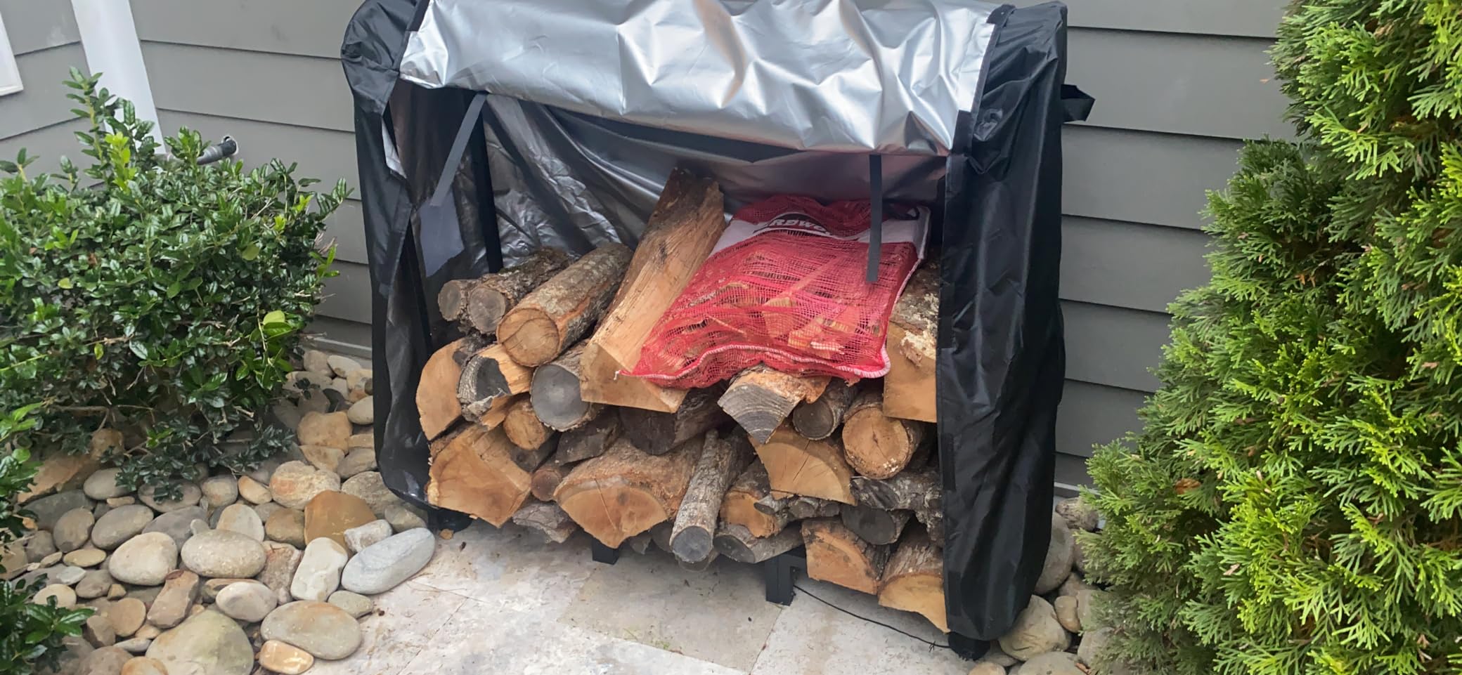 Firewood Rack Outdoor with Cover, 4FT Indoor Wood Rack for Firewood customer photo 2