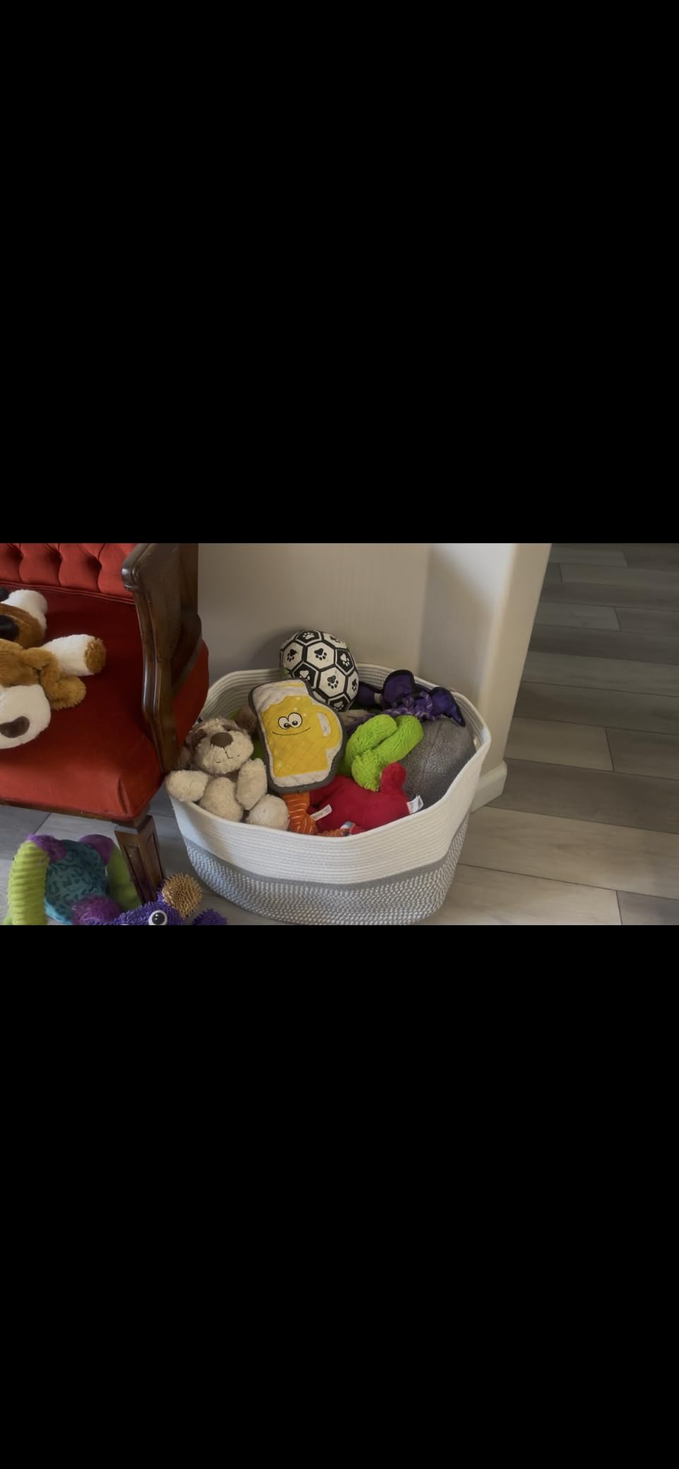 OIAHOMY Blanket Basket Laundry Basket Dog Toy Basket 75L Gradient Brown customer photo 2