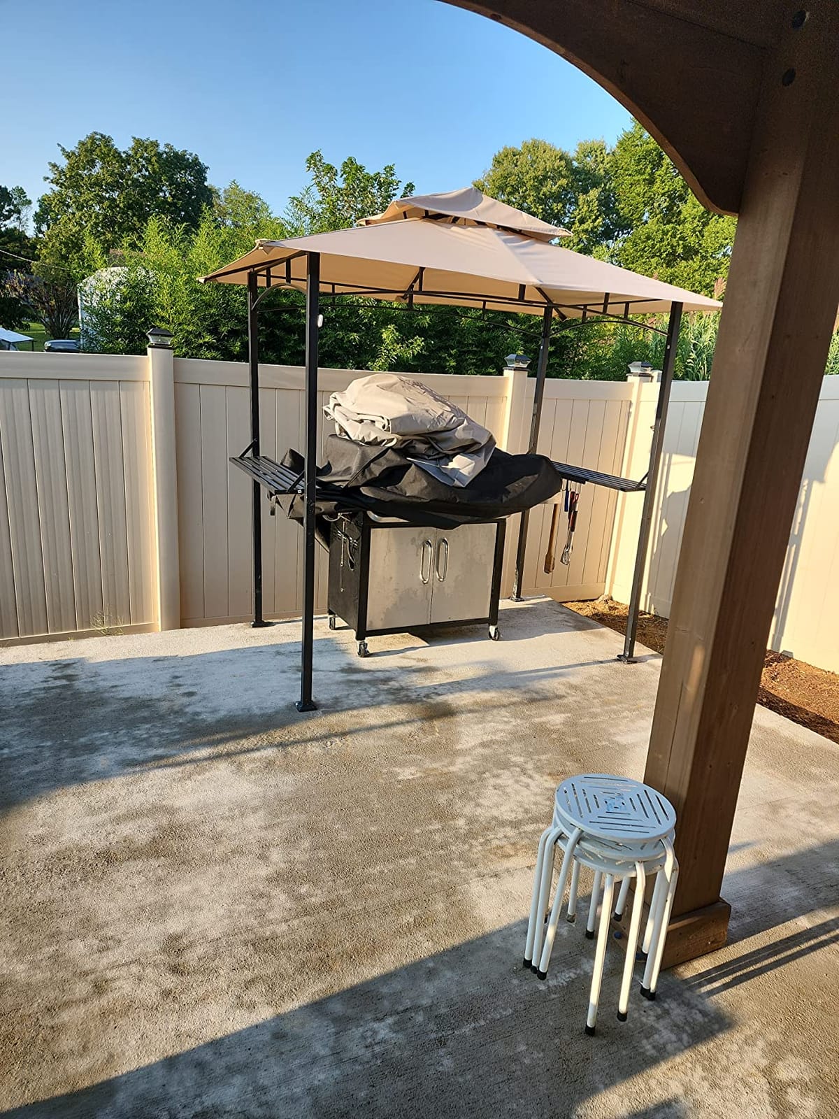 AECOJOY 8' x 5' Outdoor Grill Gazebo Canopy, BBQ Canopy for Outdoor Grill, 2- Tier BBQ Gazebo Shelter for Patio, Backyard and More (Grey) customer photo 1