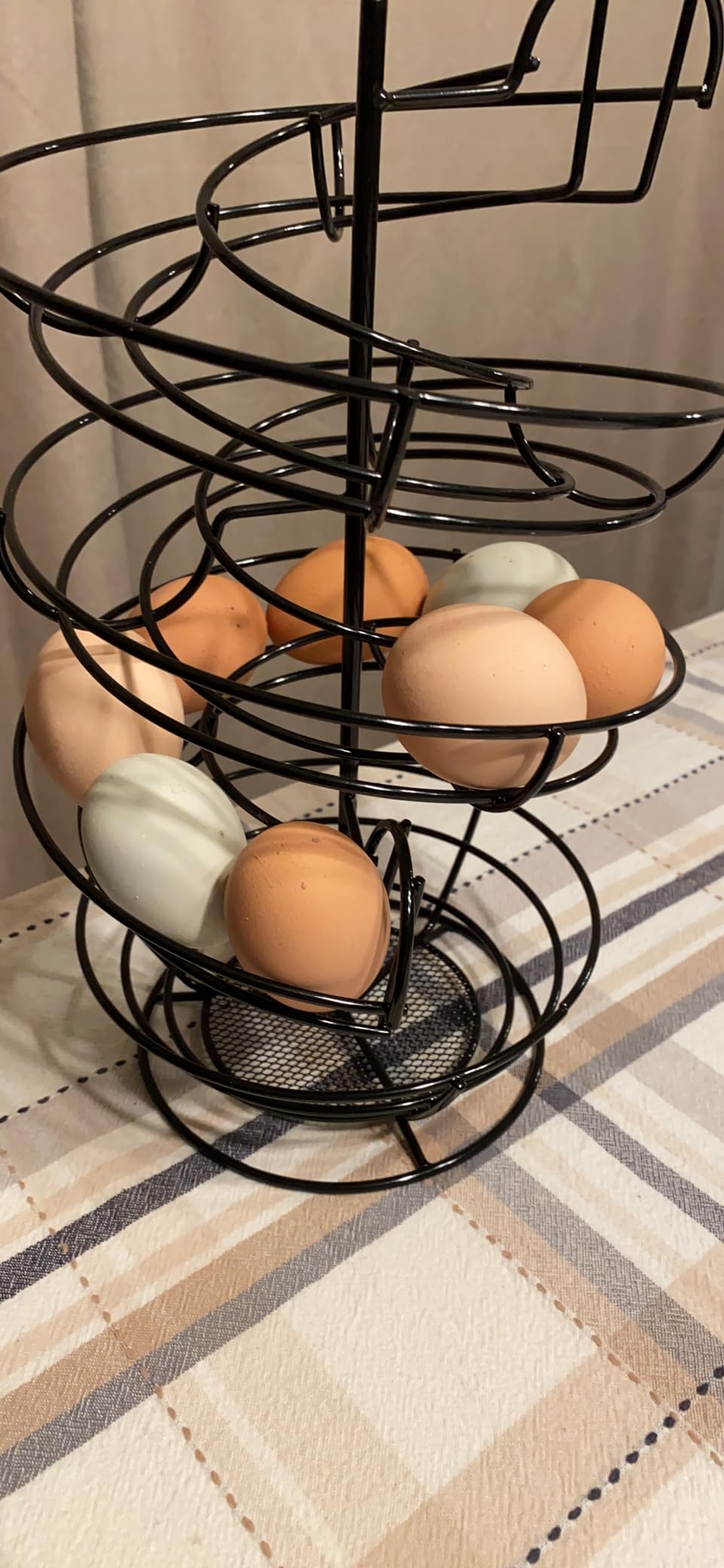 Fresh Egg Holder Countertop, Egg Skelter, Spiral Egg Holder with Storage Basket, Chicken Egg Holder, Large Capacity Egg Storage for Kitchen, Holds Up to 3 Dozen Eggs customer photo 2