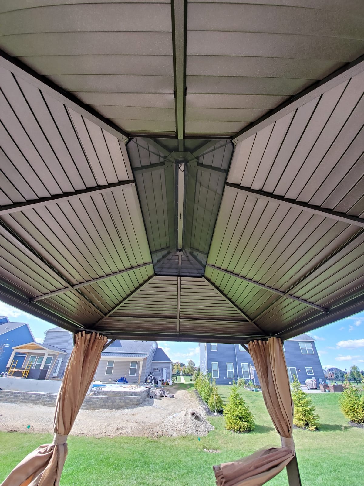 EROMMY 10' x 10' Hardtop Gazebo, Aluminum Frame Gazebos with Galvanized Steel Double Roof, Permanent Outdoor Metal Pavilion with Curtain and Netting for Patio, Lawn, Deck customer photo 1