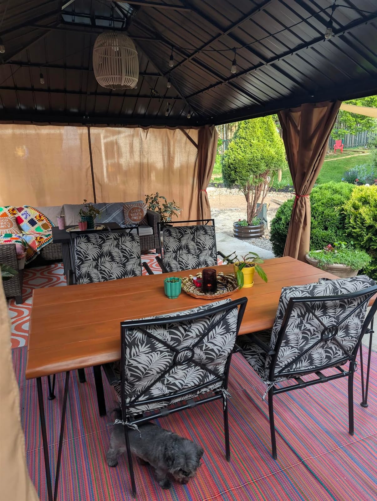 10x10 ft Hardtop Gazebo, Galvanized Steel Double Roof Metal Gazebo, Brown customer photo 2