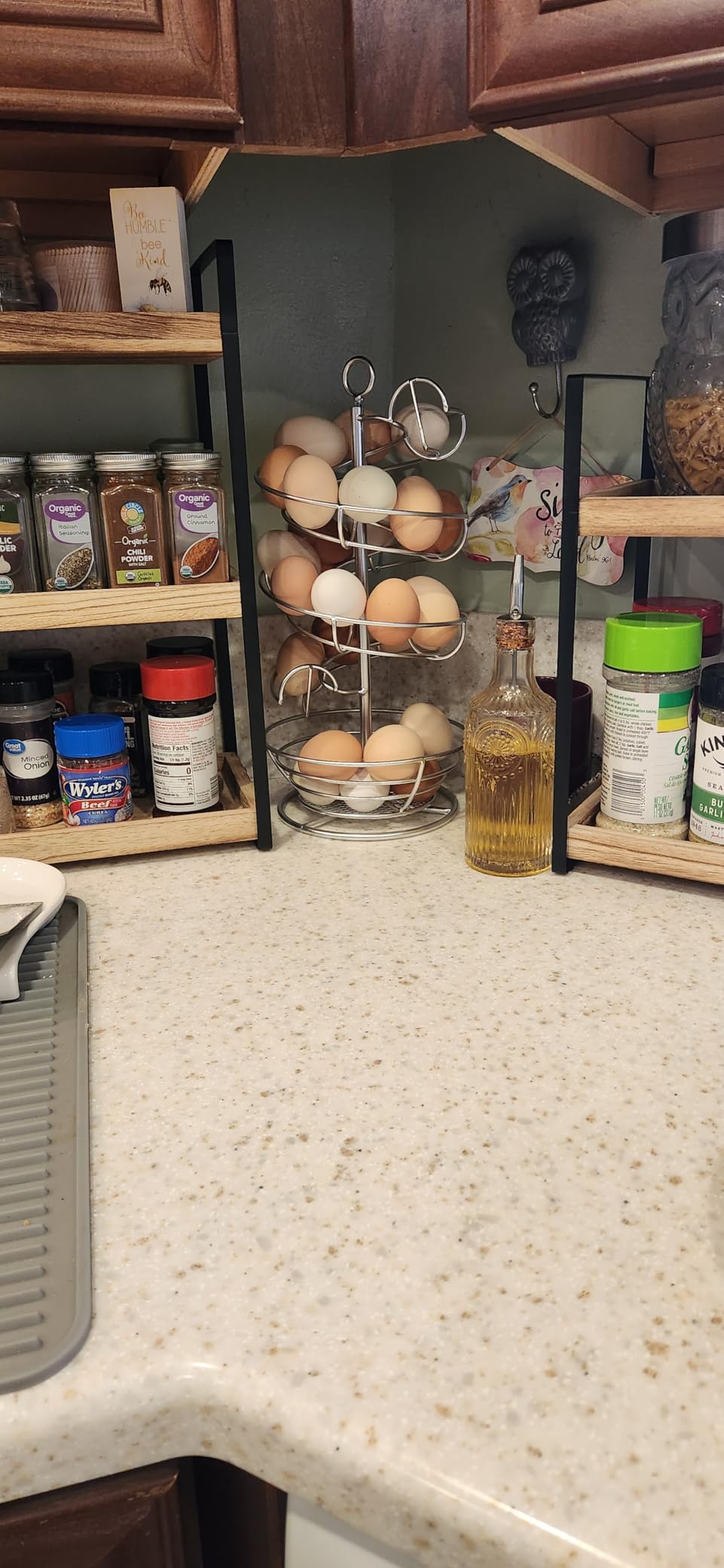 Flexzion Egg Basket and Spiral Countertop Holder, 36-Egg, Silver Metal customer photo 2