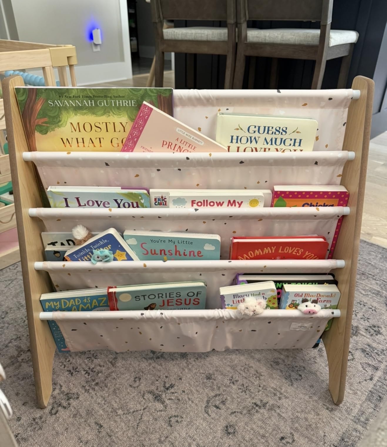 3 Sprouts Recycled Kids Bookshelf, Holds 35 Books, 4-Tier, Gingham Beige customer photo 1