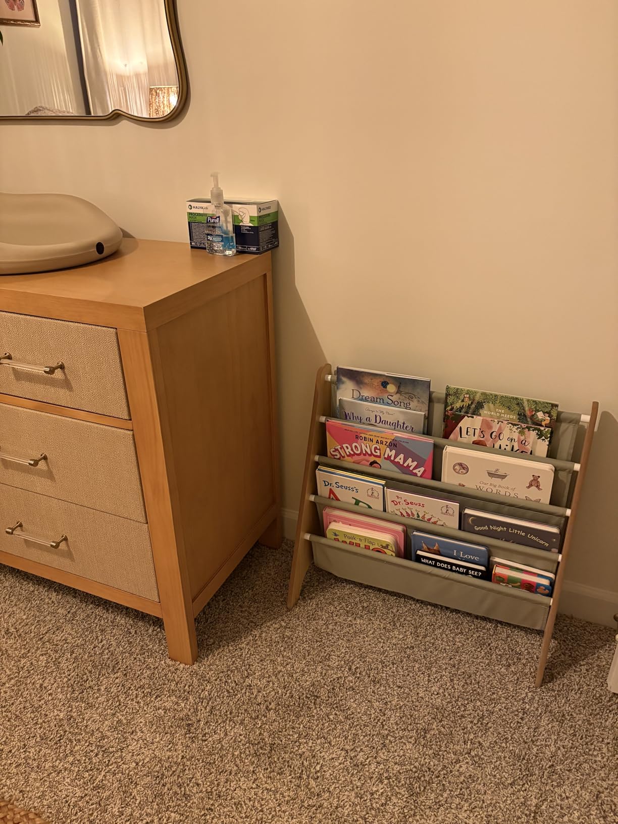 3 Sprouts Recycled Kids Bookshelf, Holds 35 Books, 4-Tier, Gingham Beige customer photo 2