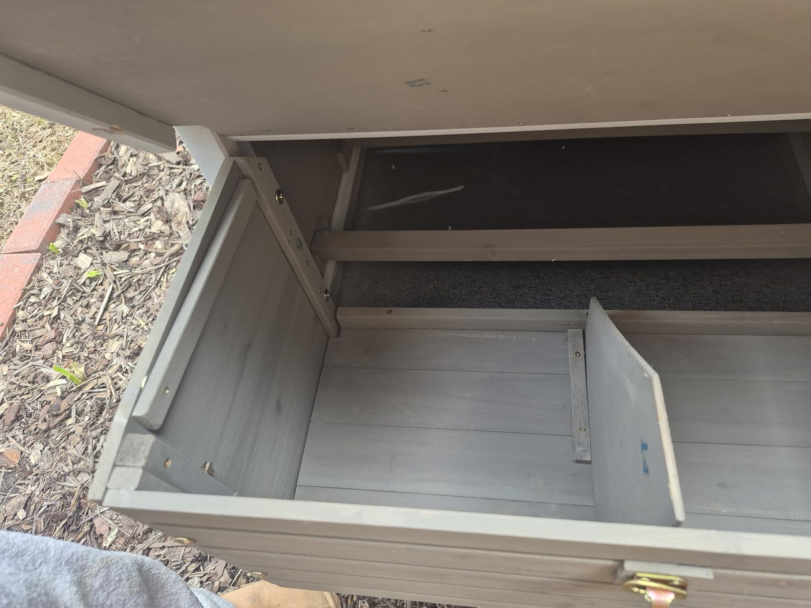 Gowoodhut Chicken Coop Rabbit Hutch with Removable Trays,Raised Floor Hen House with Nesting Box,Wooden Outdoor Poultry Cage Pet House with Ramp Run Hen Cage for Garden Backyard(Grey) customer photo 2