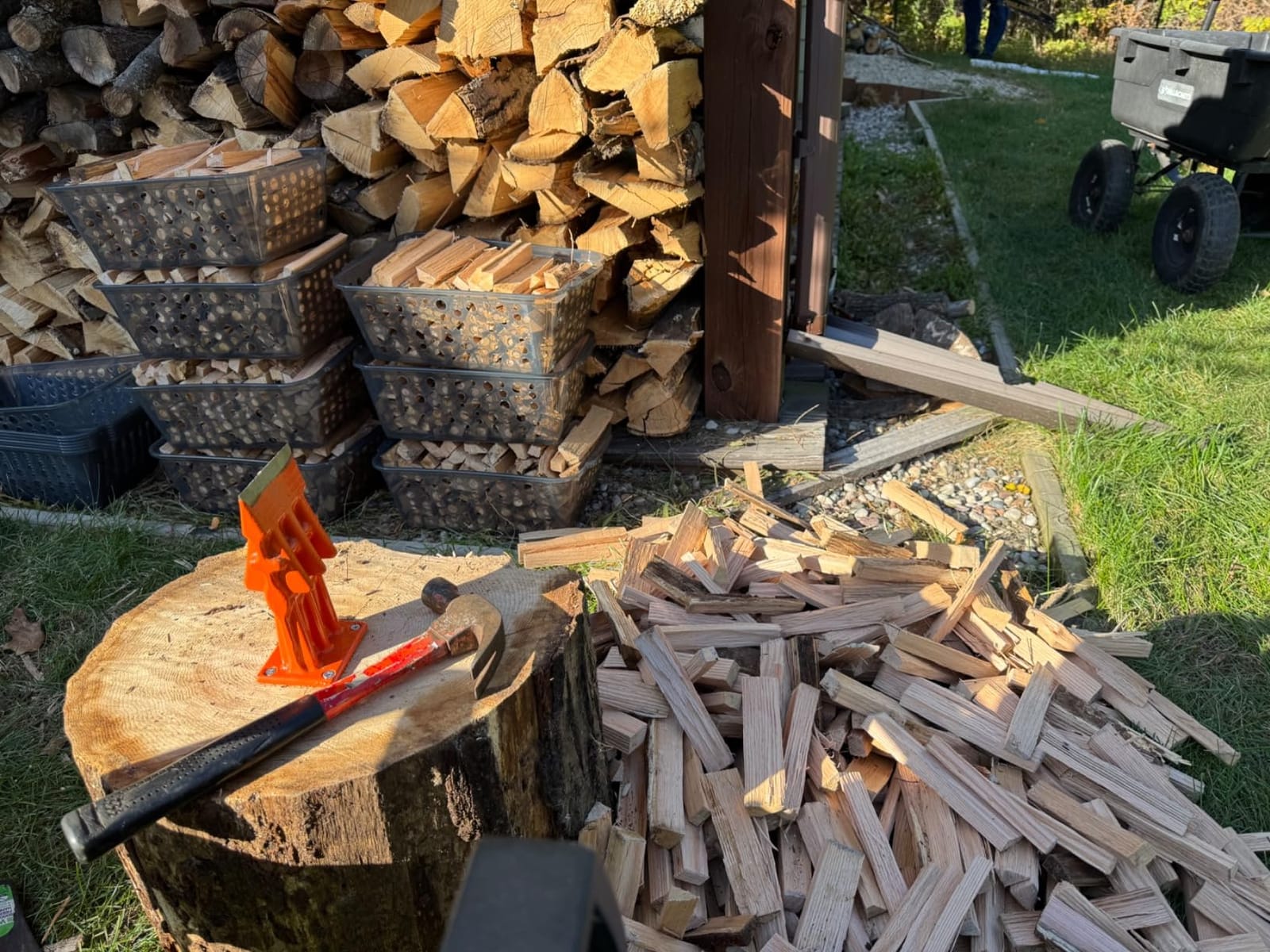 SPEED FORCE Firewood Kindling Log Wood Splitter – No Axe! Wedge Point Splits Firewood, 6 Inch Orange with Safety Cover, Safety Guard Available customer photo 1