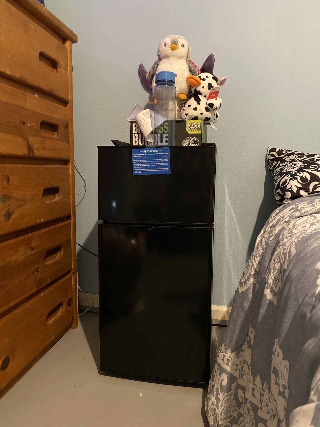 DEMULLER 45L Personal Double‑Door Mini Fridge With Freezer, Black customer photo 1