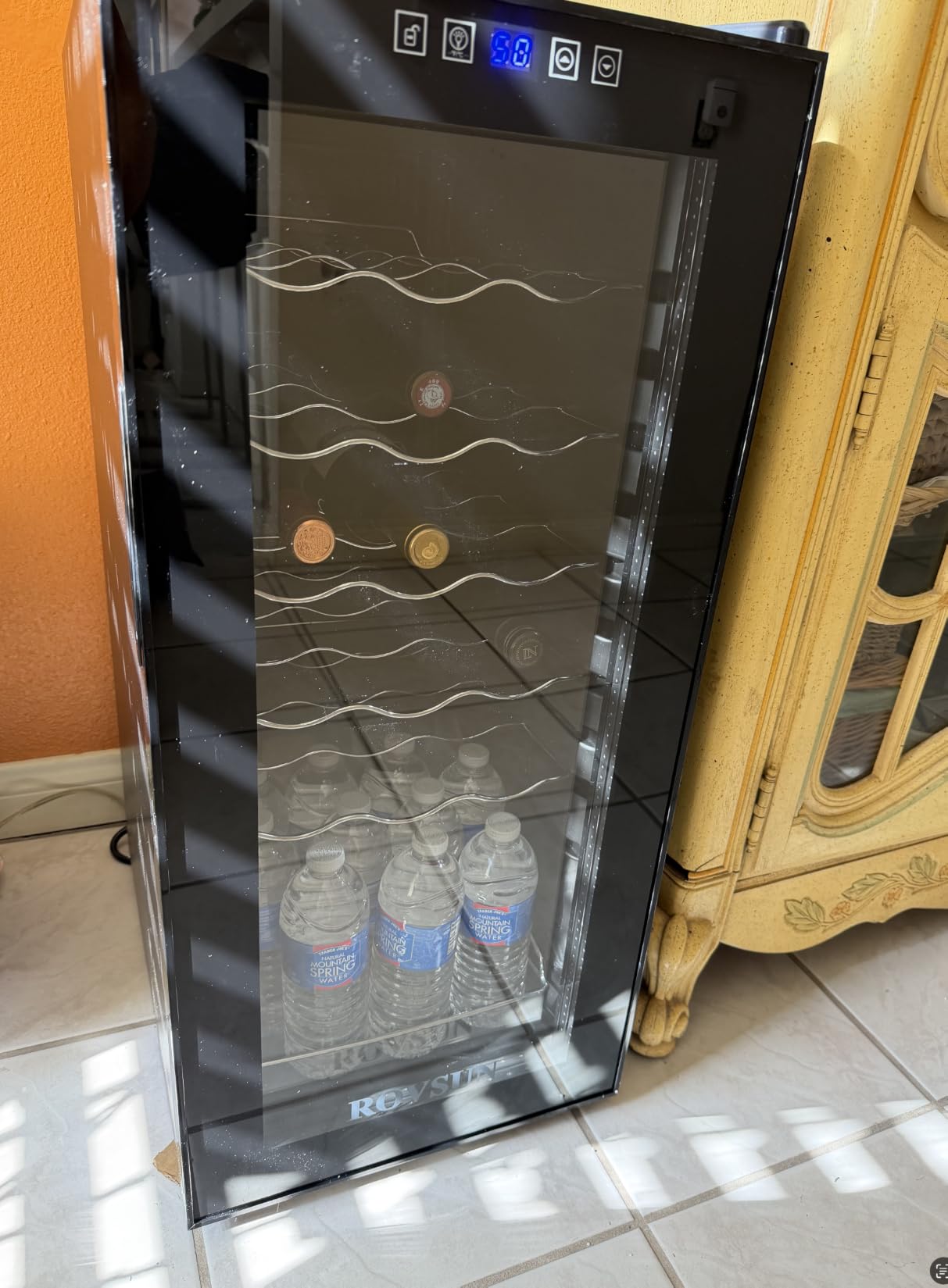 ROVSUN 33 Bottle Wine Fridge, Dual Zone Wine and Beverage Refrigerator with Independent Temp Control & LED Control Panel, Freestanding Wine Cooler Chiller for Red White Wine, Champagne, Beer customer photo 1