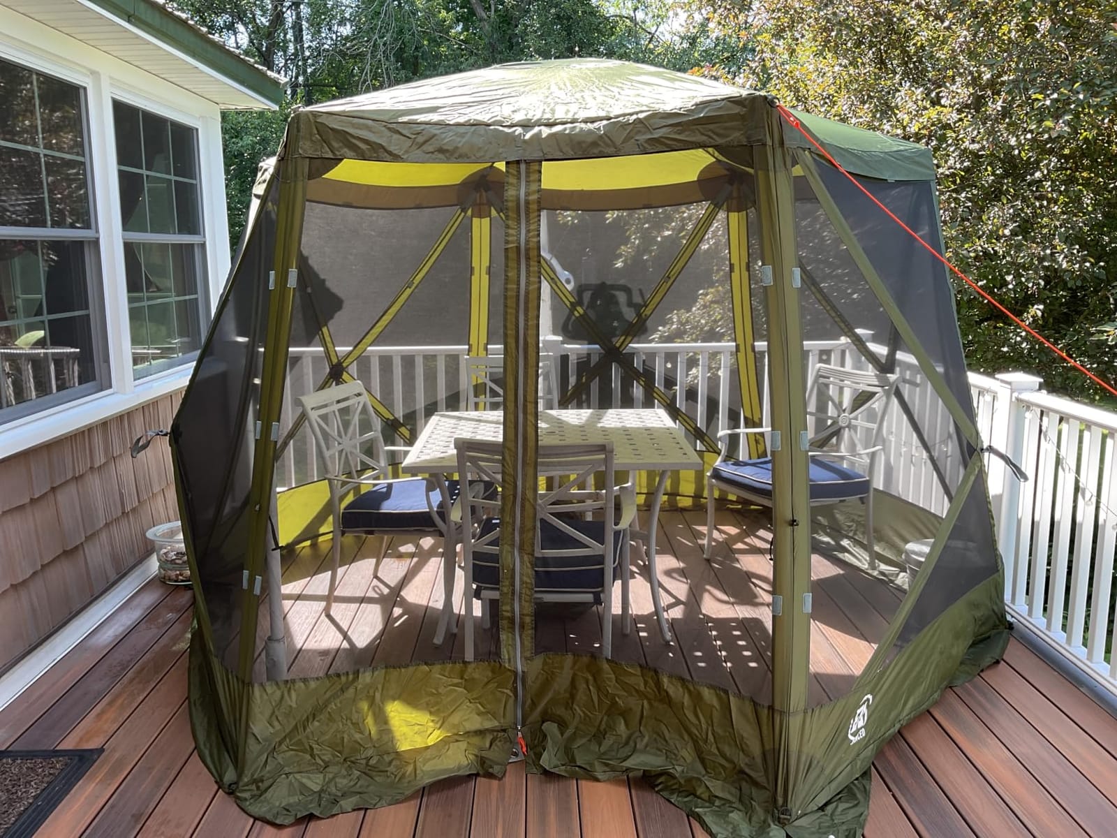 EVER ADVANCED Pop up Screen House Tent for Camping 11.5 x 9.8 ft, Instant Screened Gazebo Canopy with Netting, Portable Shelter Enclosure for Outdoor, Backyard, Khaki customer photo 1