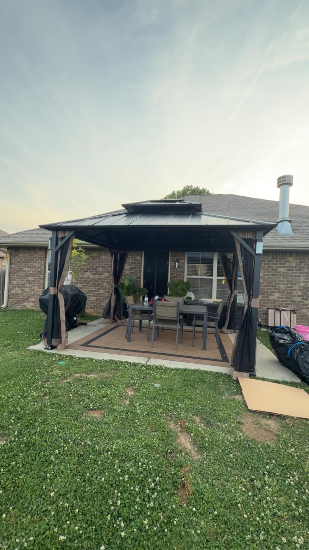 Modern Shade Hardtop Gazebo 12x20 with 4 LED Lights for Backyard, Black customer photo 1