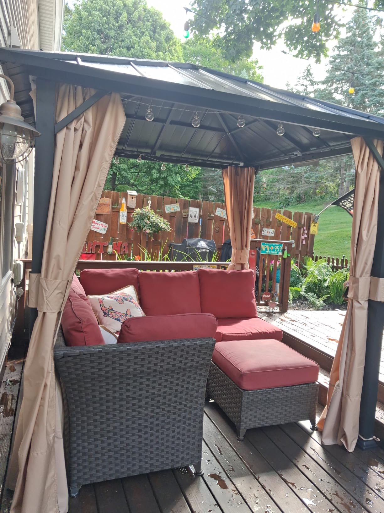 Modern Shade Hardtop Gazebo 12x20 with 4 LED Lights for Backyard, Black customer photo 2