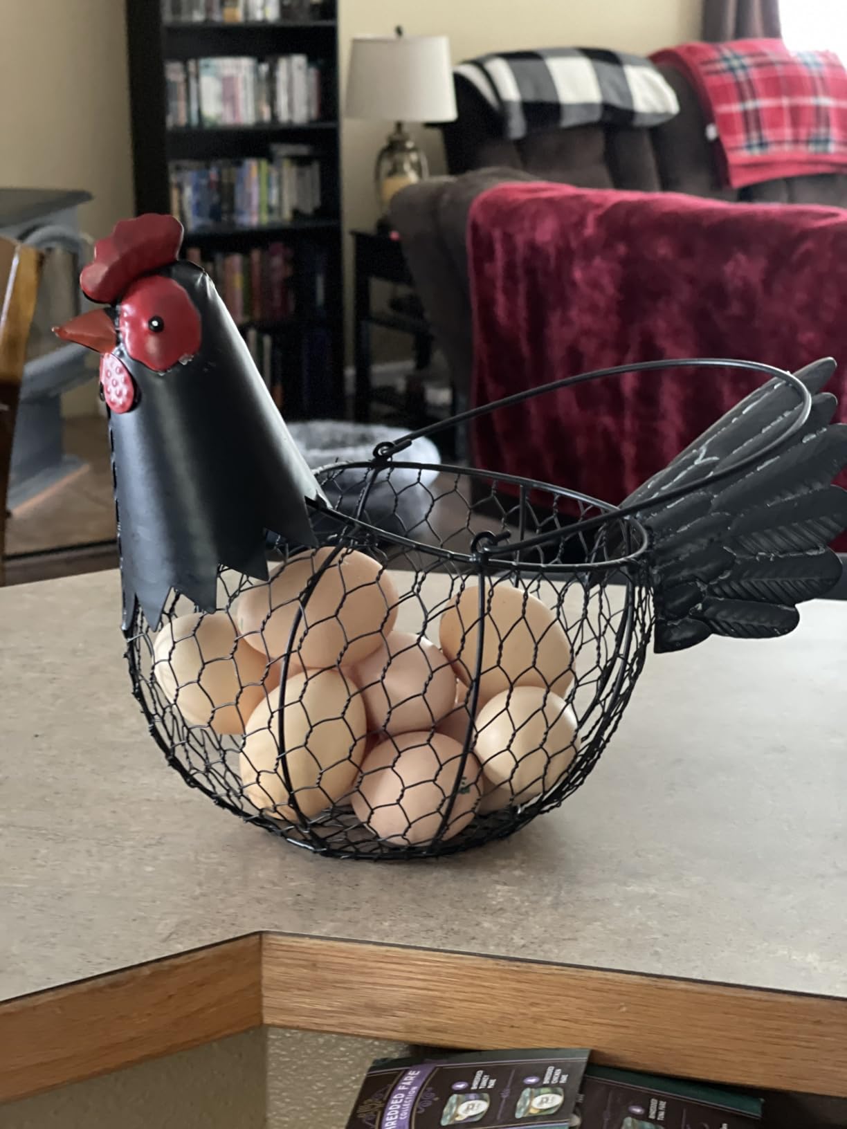 Chicken Egg Collecting Basket,Metal Wire Eggs Holder Bowl with Handle customer photo 1