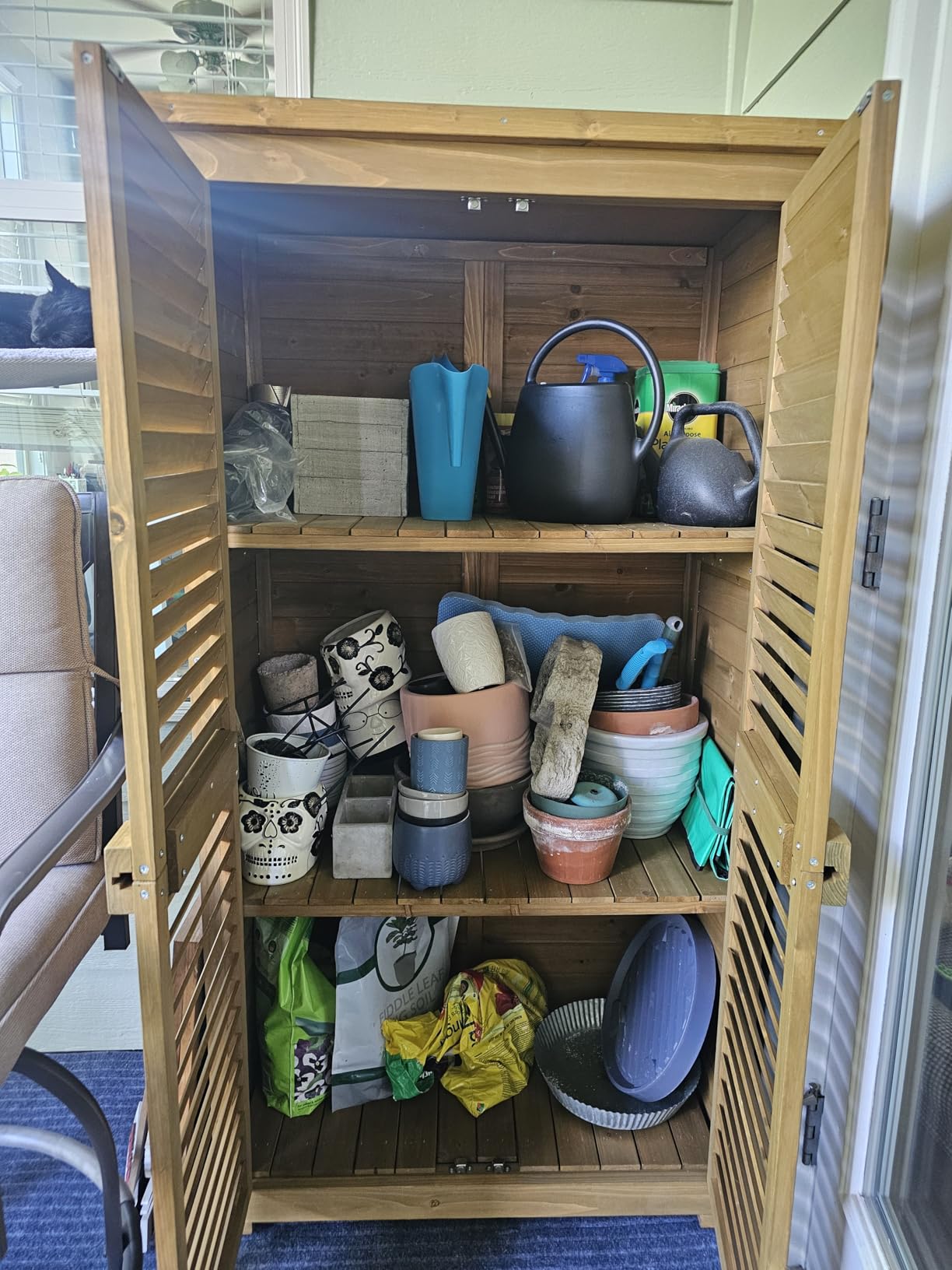 Outvita Outdoor Storage Cabinet with Waterproof Roof for Yard, Natural customer photo 2