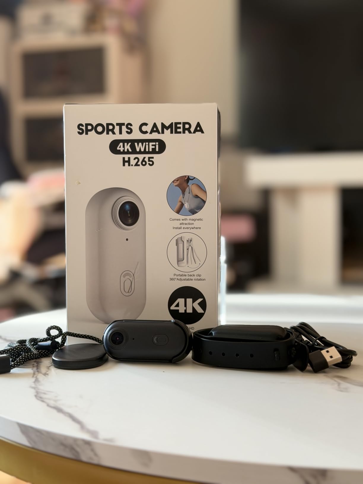 4K Mini WiFi Action Camera 128GB Thumb POV Portable Body Cam Wearable Video Recorder with IPX7 Waterproof Underwater Camcorder, Helmet Mount, Magnetic Sport DV for Bike Cycling, Pet, Vlogging(Black) customer photo 2