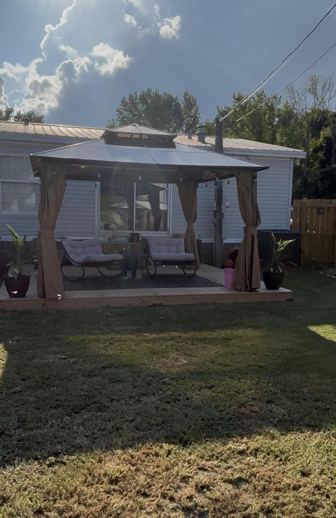 Aoxun 12'x10' Hardtop Gazebo with Polycarbonate Double Roof, Gray customer photo 1