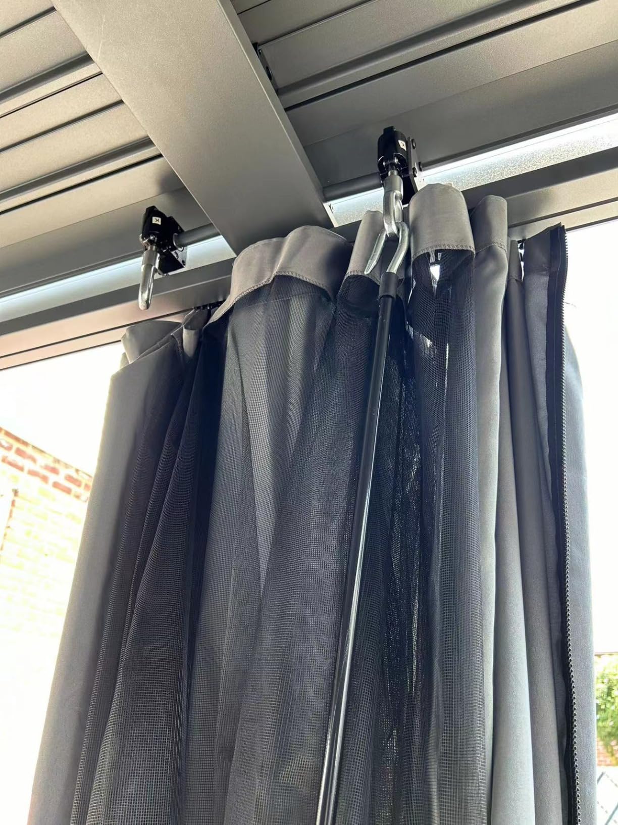 Aoxun Louvered Pergola 10x10 All-Aluminum, Waterproof Curtains and Netting customer photo 2
