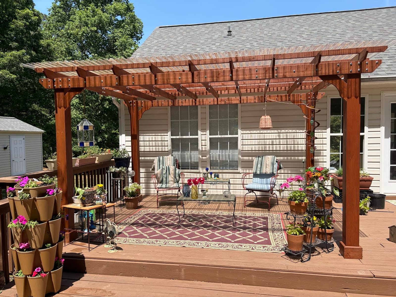 BlueWish 10' x 12' Patio Pergola, Cedar Wood Pergolas with Solid Structure, Pergola Kits, Outdoor Pergolas and Gazebos with Slatted Trellis Roof for Deck Backyard Grill Party Garden customer photo 2