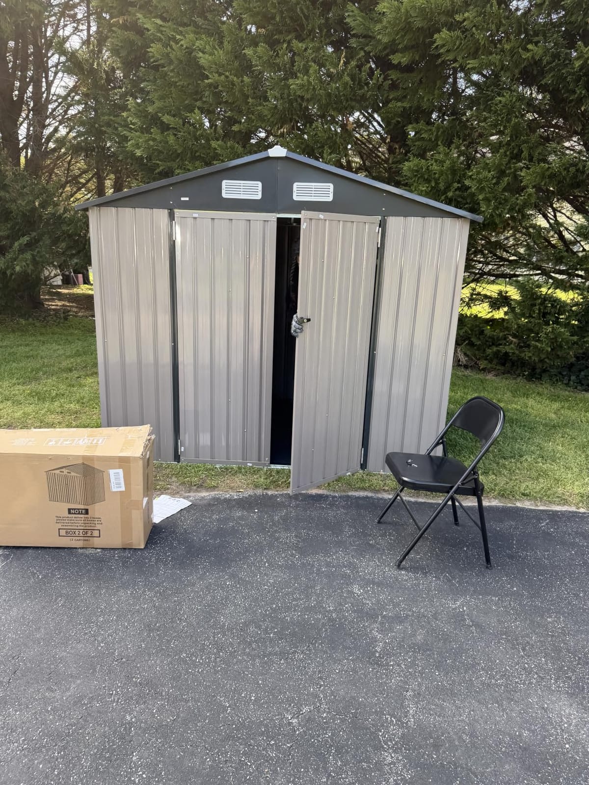 Aoxun 8'x6' Shed with Floor Galvanized Steel Outdoor Storage Shed Brown customer photo 1