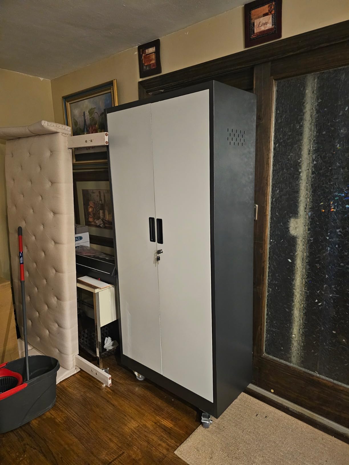 Reemoon 5 Adjustable 170 lb Shelves, Lockable Doors, Door pegboard and 4 Removable casters for Garage, Utility Storage. customer photo 1