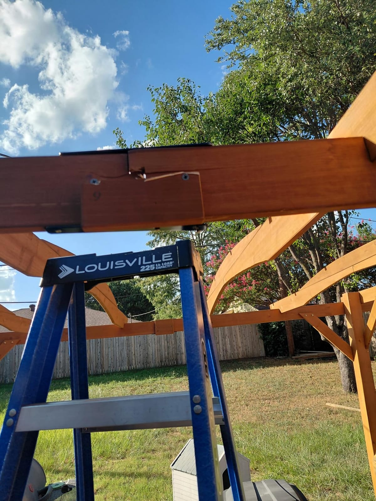 Outsunny 10' x 12' Outdoor Pergola with Arched Roof Wood Gazebo Dark Brown customer photo 2