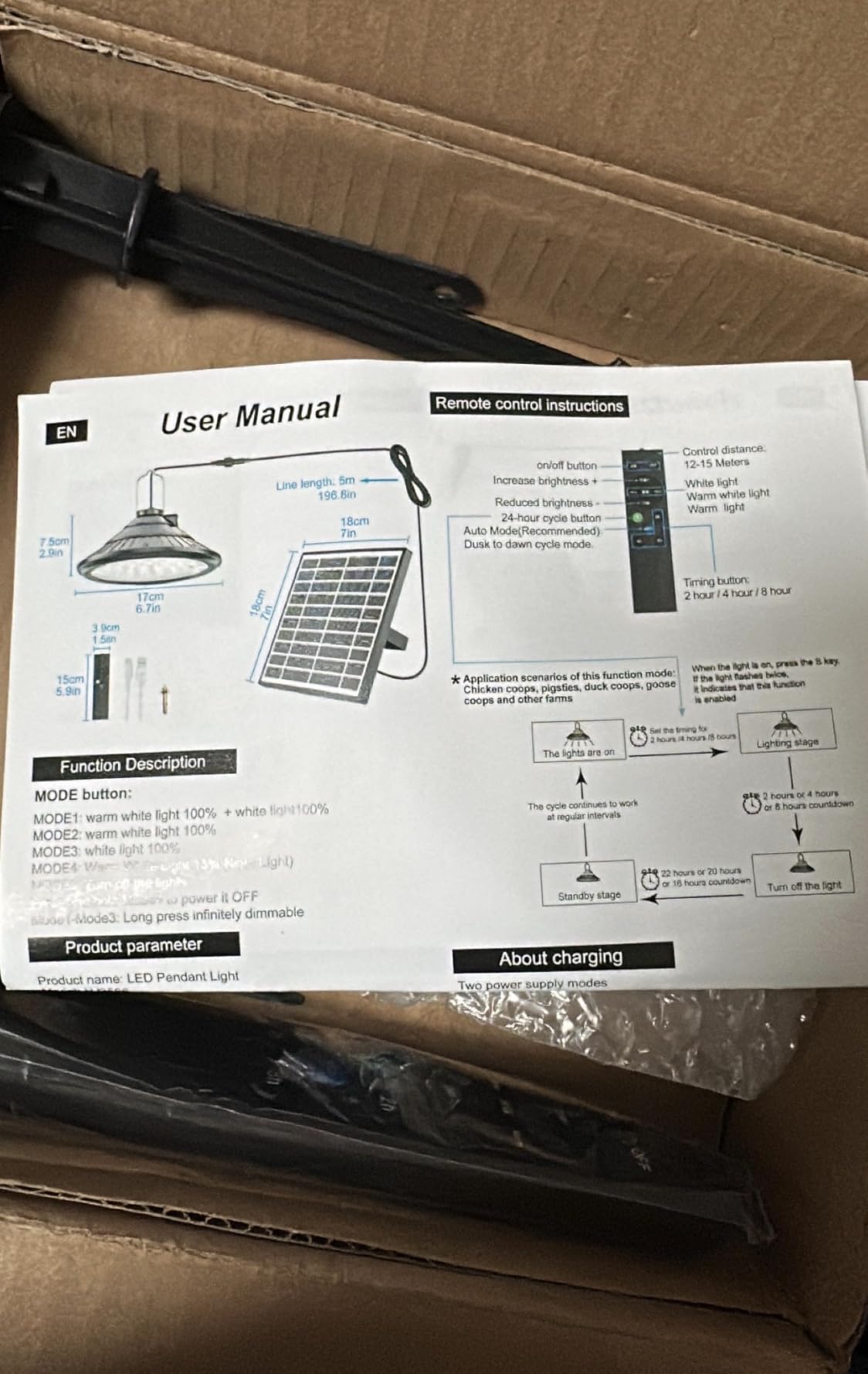Solar Chicken Coop Light, 4500mAh Rechargeable, Remote, IP66, 1-Pack customer photo 1