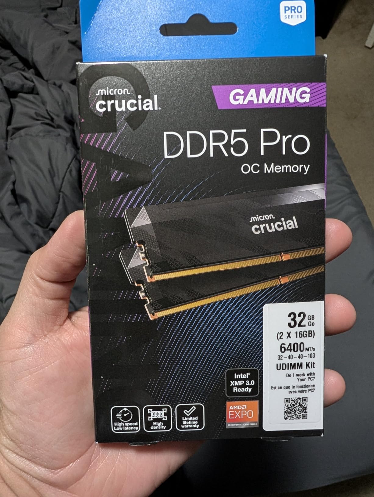 Crucial Pro DDR5 RAM 32GB Kit (2x16GB), 6400MHz CL32, Overclocking Desktop Gaming Memory, Intel XMP 3.0 & AMD Expo Compatible, Black - CP2K16G64C32U5B customer photo 2