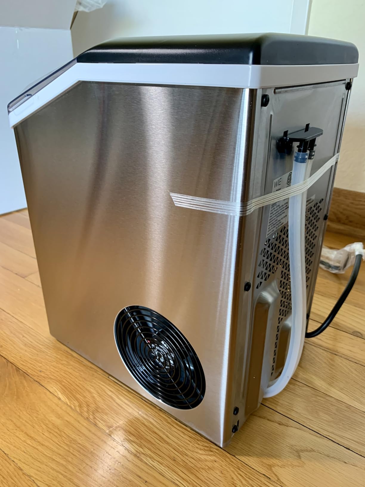 Ice Maker Nugget Countertop 40LBS Pebble Ice Machine,Quick Ice Making,Soft Crunchy Sonic Portable Small Frozen Ice Makers, Quiet Anti-Scale Self Cleaning Tabletop/Office/Home/Party/Camping,Metal Black customer photo 1