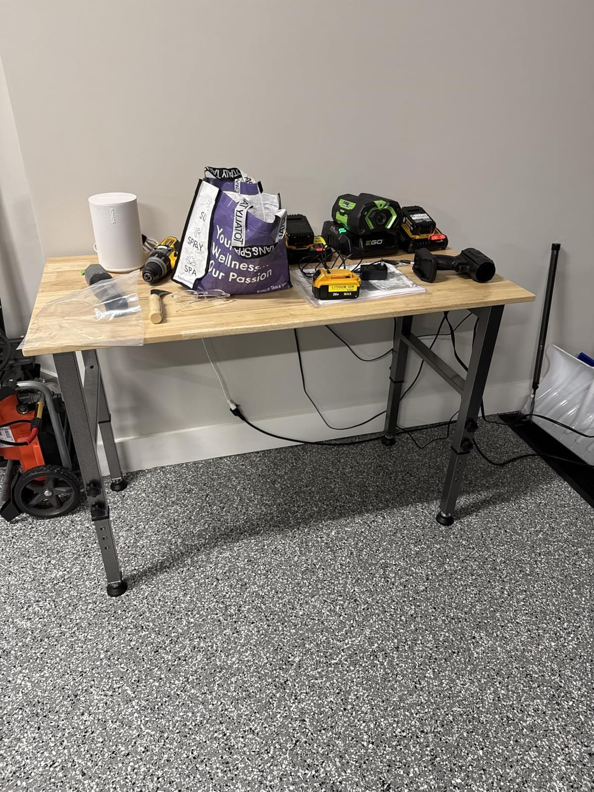 48'' Adjustable Height Workbench, Work Table with Outlets & Pegboard customer photo 1