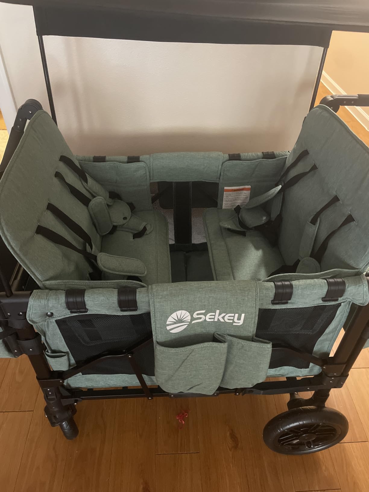 Sekey 4 Seater Stroller Wagon for Kids - Premium Quality with Convertible Seats, Adjustable Push Handles, Removable Canopy, Snack Tray & Cooler, US Certified. customer photo 1