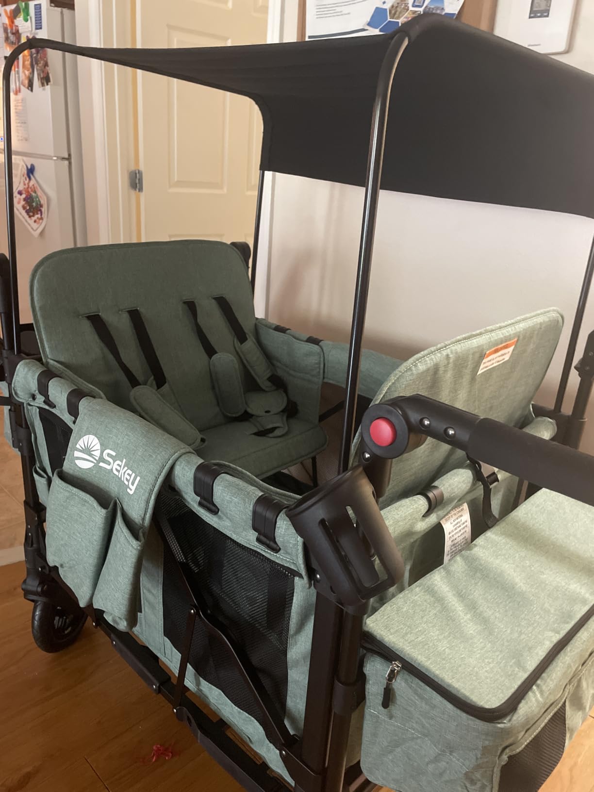 Sekey 4 Seater Stroller Wagon for Kids - Premium Quality with Convertible Seats, Adjustable Push Handles, Removable Canopy, Snack Tray & Cooler, US Certified. customer photo 2