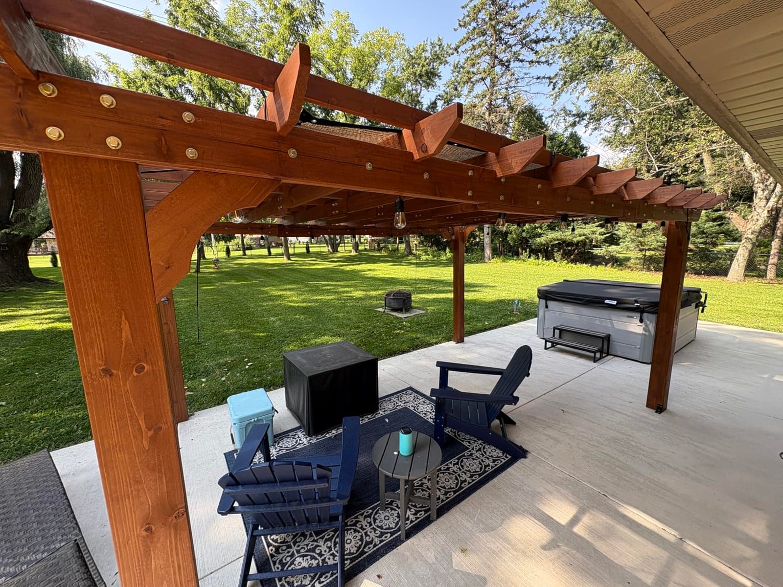 Yardenaler 10 x 14 FT Pergola, Cedar Wood Gazebo with Slatted Roof Trellis, Outdoor Garden Shelter with Stakes Included, Patio, Deck, Backyard, Lawn customer photo 2