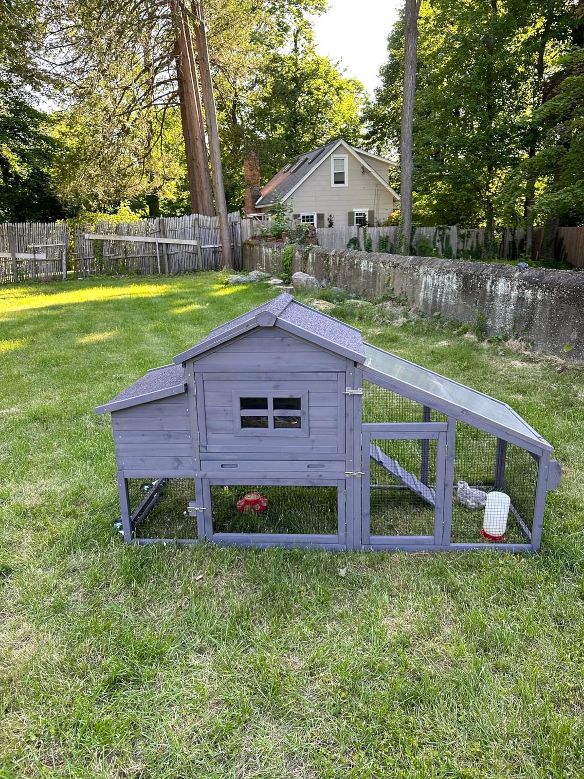 Chicken Coop with Run, Mobile Chicken Tractor with Wheels, Large Hen House with Nesting Box, Waterproof Roof and Pull Out Tray, Wooden Poultry Cage for 2-4 Chickens customer photo 1